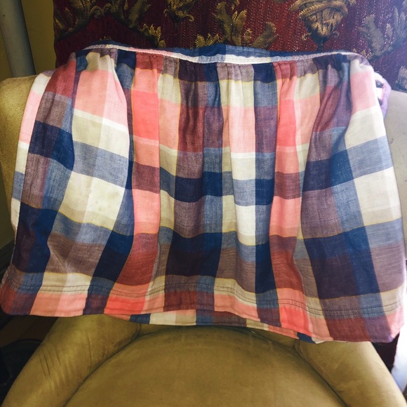 Aerie by American Eagle peach/blue/tan plaid skirt - Picture 5 of 7
